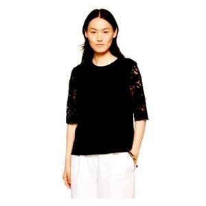 Kate Spade Black Lace Elbow Sleeve Top